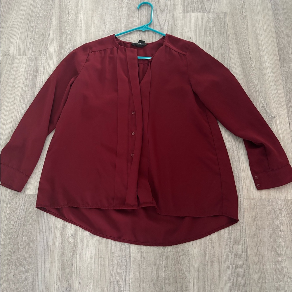 Button down blouse in crimson red